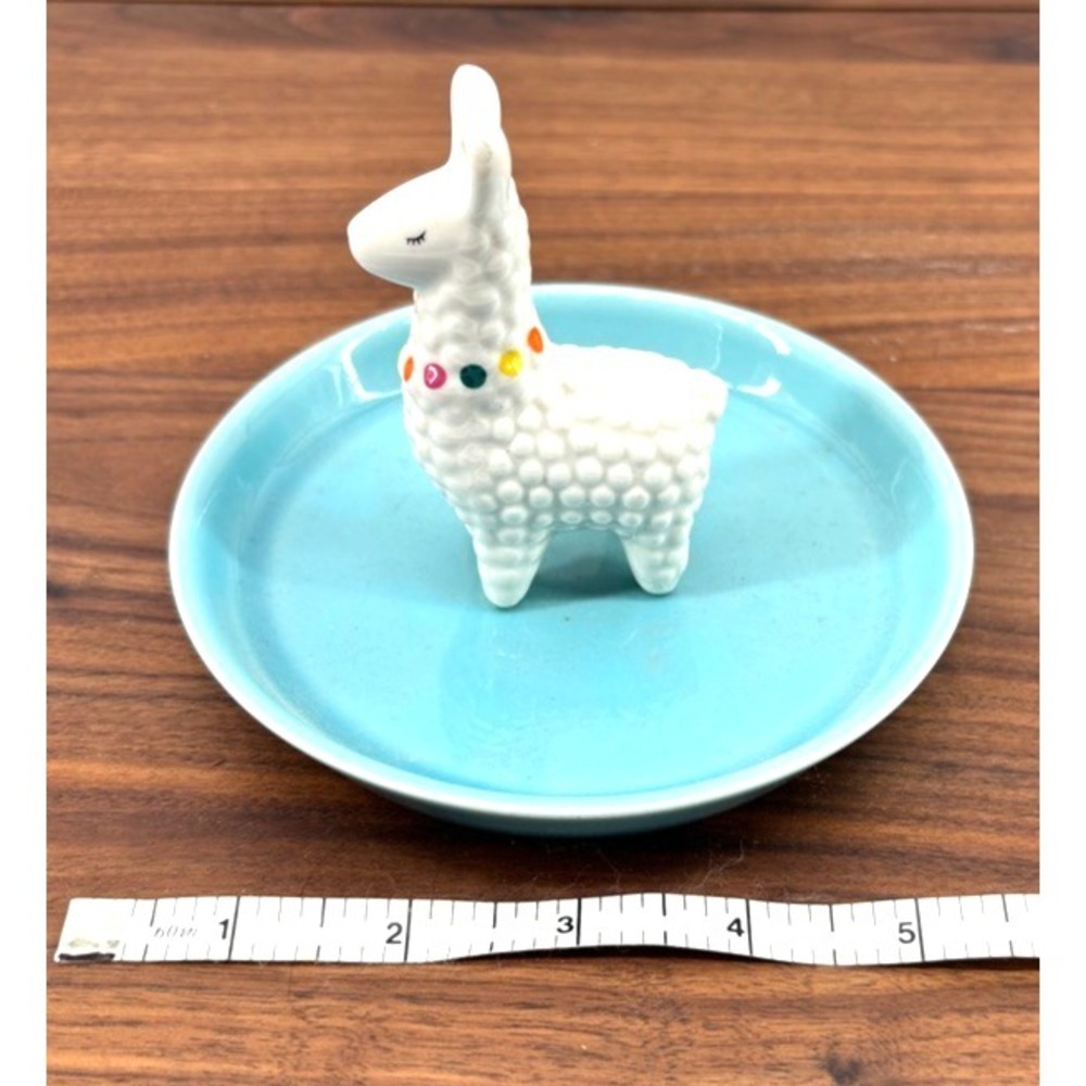 Ceramic Llama Trinket Dish Ring Tray Turquoise Boho Southwest Eclectic Whimsical - Picture 6 of 7